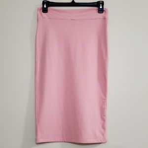 Esteez Pink Elastic Cotton Fabric Pencil Skirt